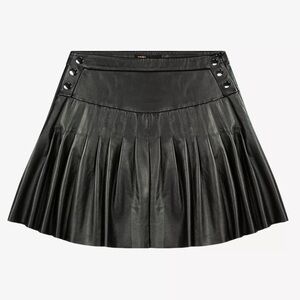 MAJE Junia pleated leather mini skirt
